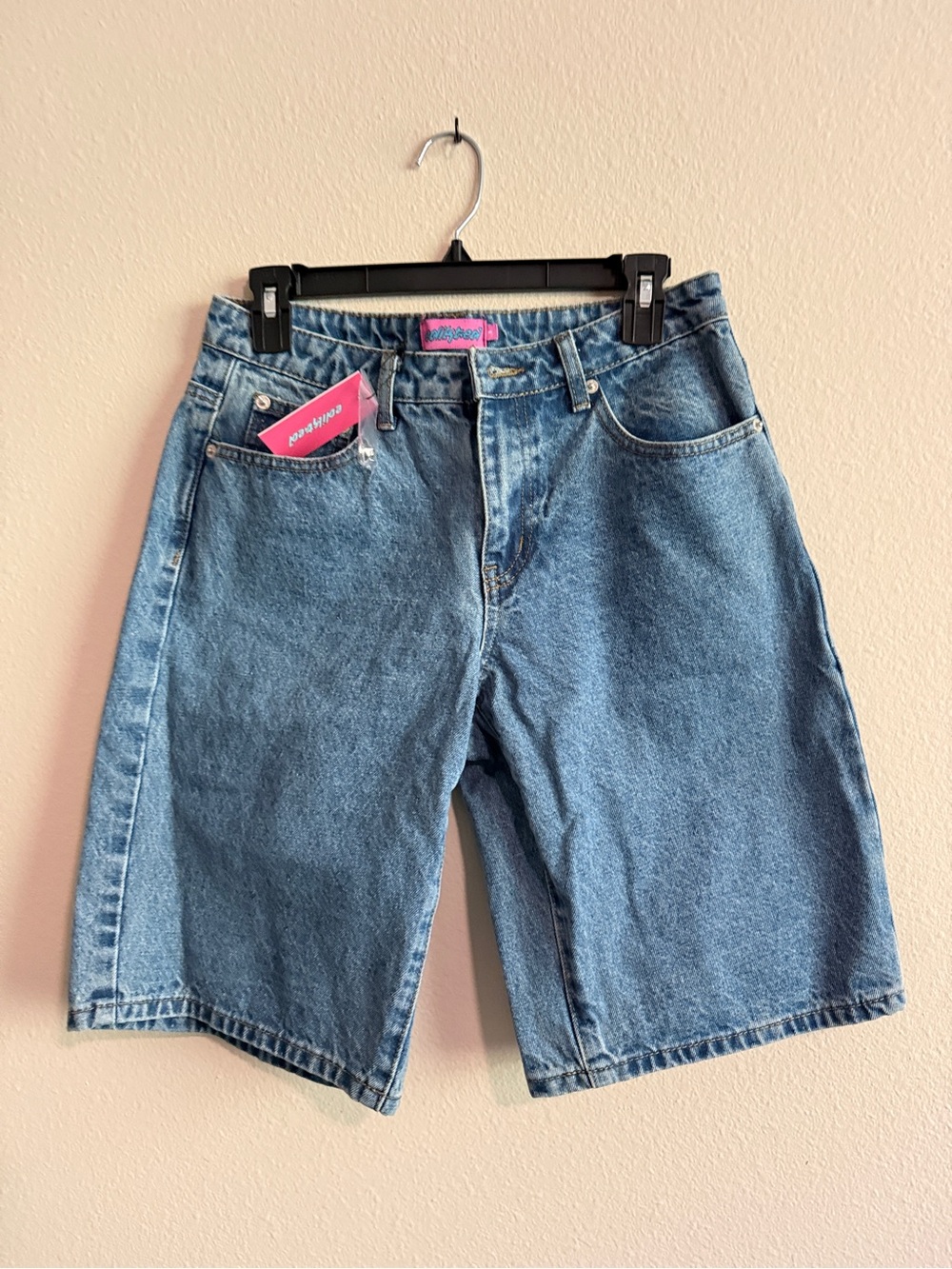 Edikted Two-Tone Blue Denim Bermuda Shorts